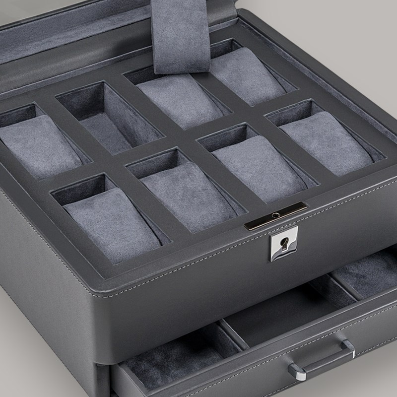 Windrose Urkasse 8 ure med skuffe Grå 9