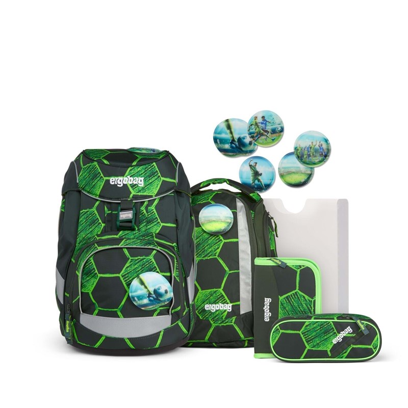 Ergobag Skoletaskesæt Pack KickBear Sort/Grøn 1