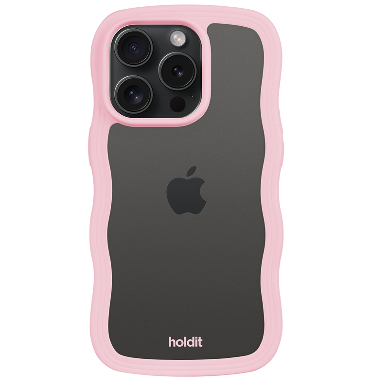 Holdit Mobilfodral Wavy Transparent Rosa Iphone 15 Pro 3