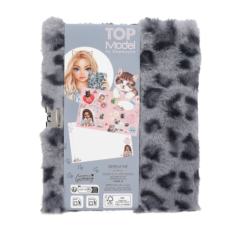 TOPModel Dagbok fluffig m.hjärtlås Leopard 5