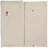 Ib Laursen Duk med broderade julmotiv Creme 1