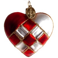 Brink Nordic Julekugle Flethjerte Rød/Hvid 1