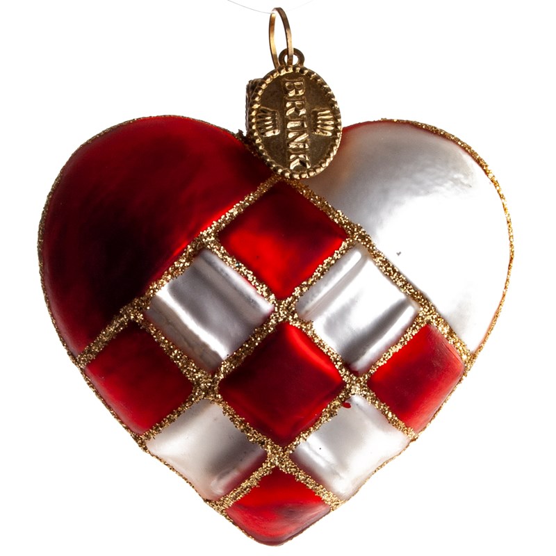 Brink Nordic Julekugle Flethjerte Rød/Hvid 1