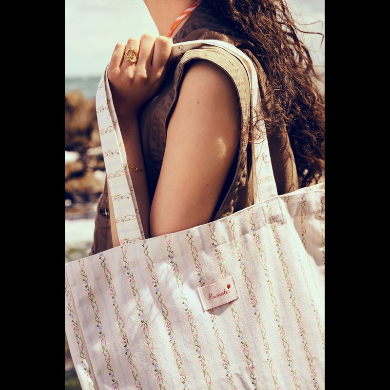 Maanesten Tygväska Canvas Summer Stripes Blå 4