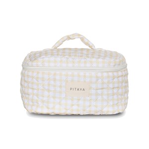 PITAYA Kosmetikpung L Yellow Check Hvid
