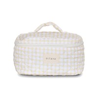 PITAYA Kosmetikpung L Yellow Check Hvid