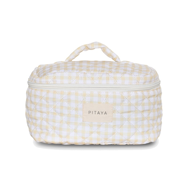 PITAYA Kosmetikapåse L Yellow Check Wit/gul
