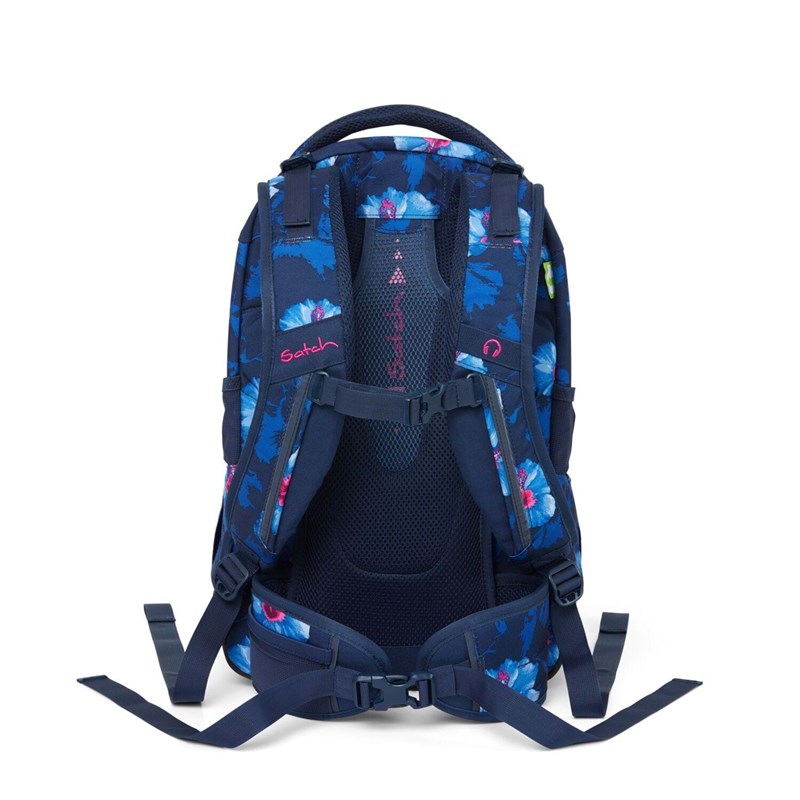 Satch Skoletaske Sleek Waikiki Blue Blå m/blomst 5