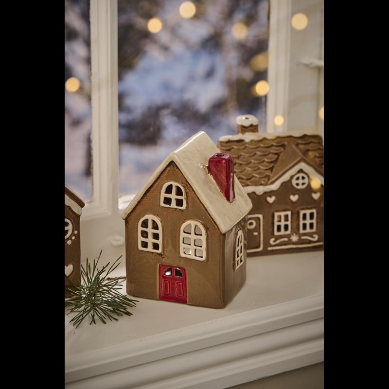 Ib Laursen Fyrfadsstage Hus Stillenat Brun/rød 2