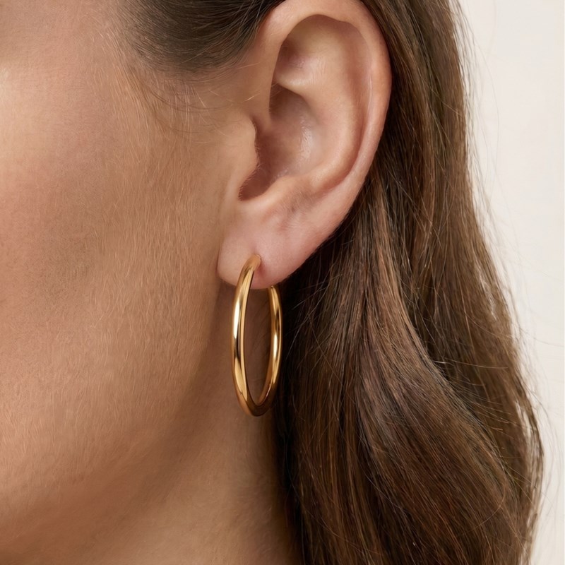 Winther Studio Øreringe Hoops Basic L Guld 2
