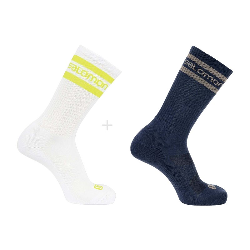 Salomon Strømper Crew 2-pak Hvid/Navy Str S