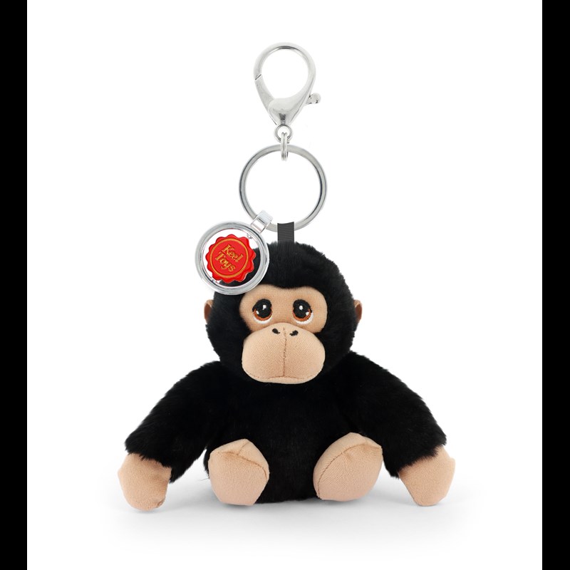 Keel Toys Bag Charm Chimpanse Sort/Cognac