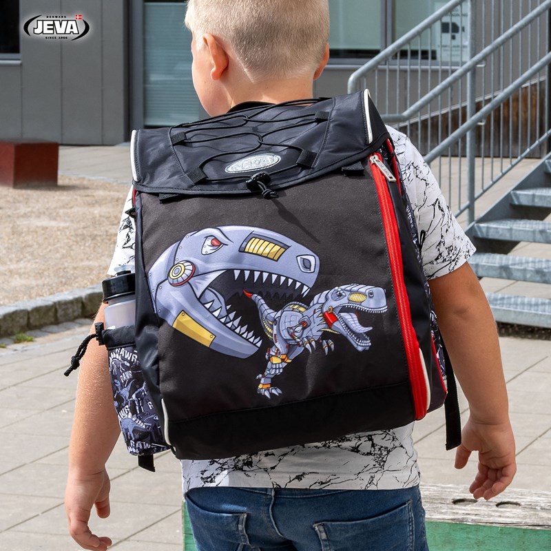 JEVA Skoletaskesæt Intermed Dino Sort/grå 2