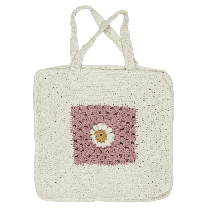 Ib Laursen Totebag Virkad väska Blomma Creme 1