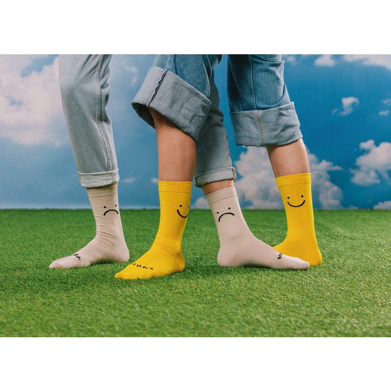 Eat My Socks Strømper Monday Friday 2-pak Grå/gul 1