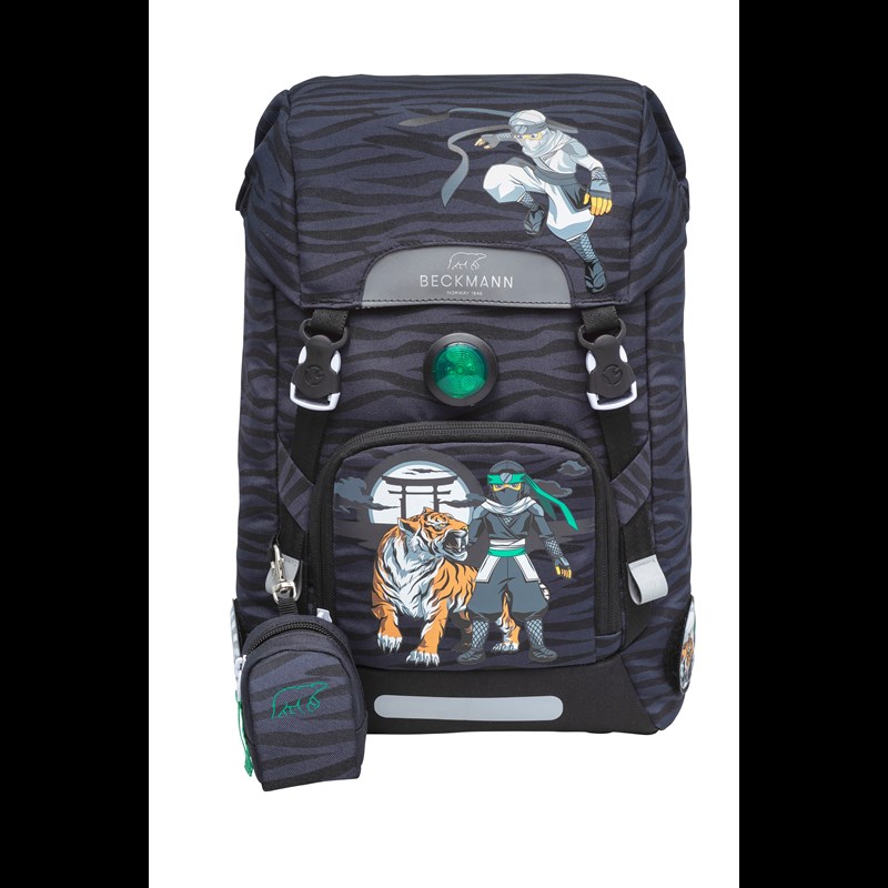 Beckmann Skoletaske Classic Ninja Tiger Sort m/mønster 1