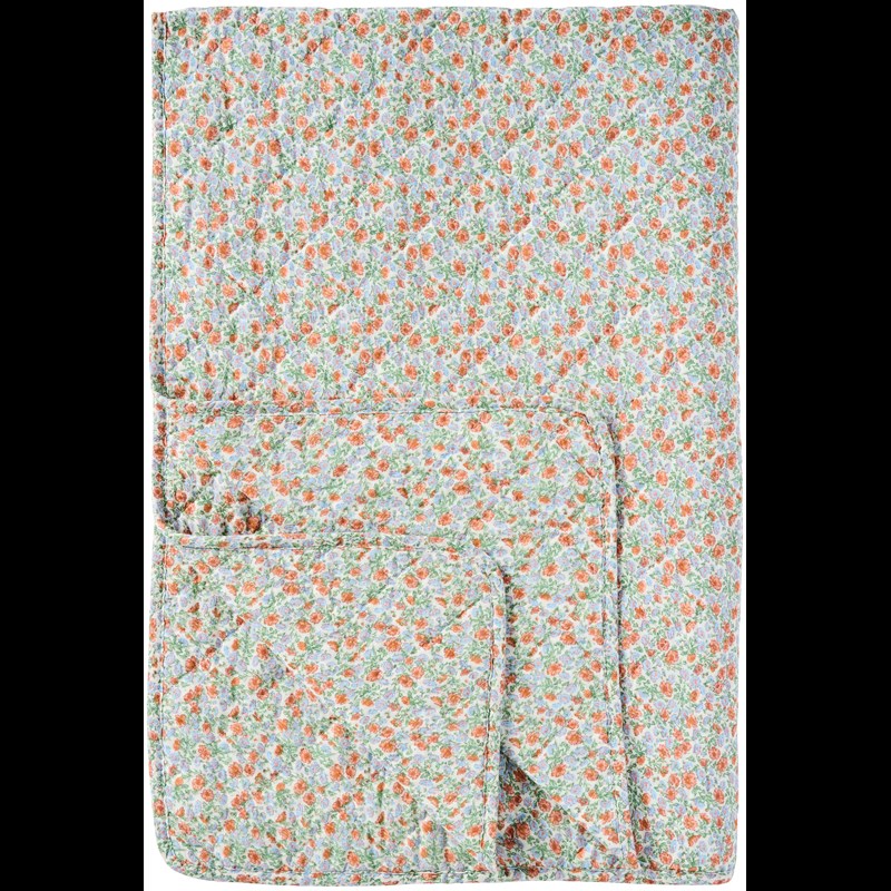 Ib Laursen Tæppe Quiltet Blå Blomst 1