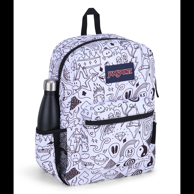 JanSport Ryggsäck Cross Town Vit med svart text 3