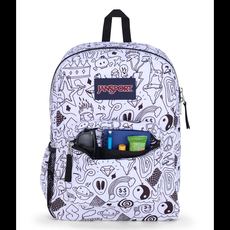 JanSport Ryggsäck Cross Town Vit med svart text 4