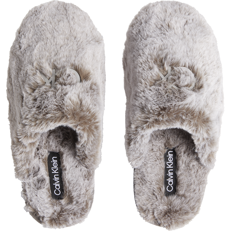 Calvin Klein Dame Slippers Mule Fur Lysegrå 40 5