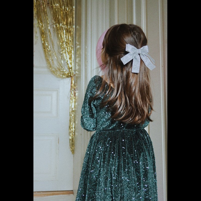 Konges Sløjd Hårsløjfe Glitter Velvet Sølv 2