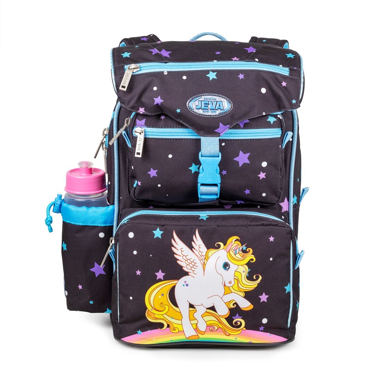 JEVA Skolväska Beginners Unicorn Svart/Blå 3