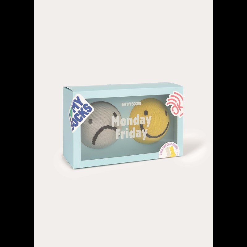 Eat My Socks Strømper Monday Friday 2-pak Grå/gul 4