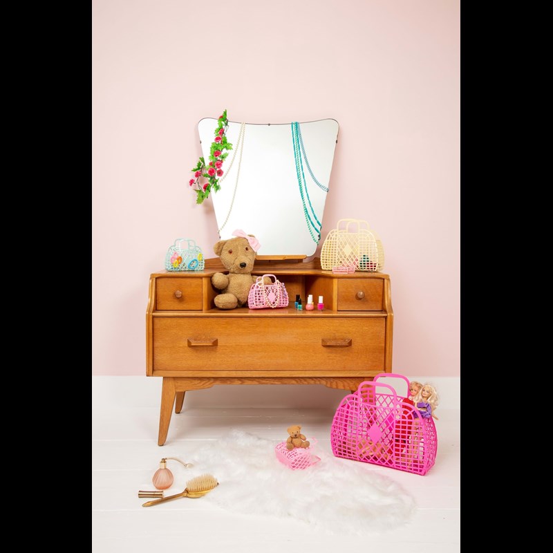 Sun Jellies Handväska L Retro Basket Mörkrosa 3