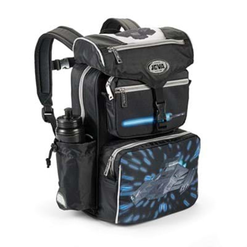 JEVA Skoletaske Beginners Sort/grå/blå 1