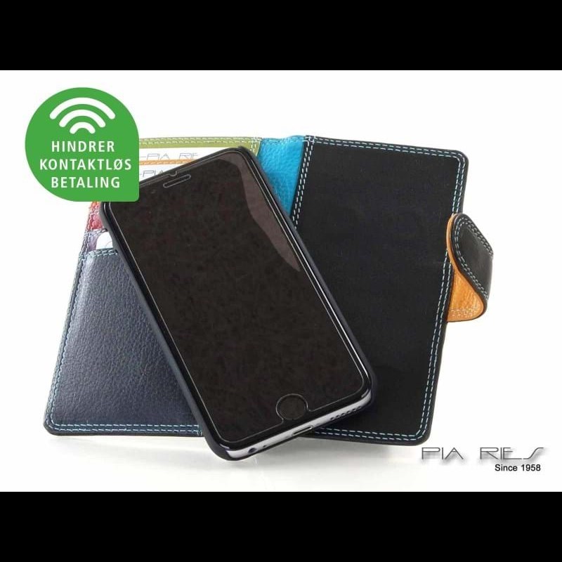 Pia Ries Mobilcover m/RFID Sort m/strib iPhone 6/6S/7/8/SE 4