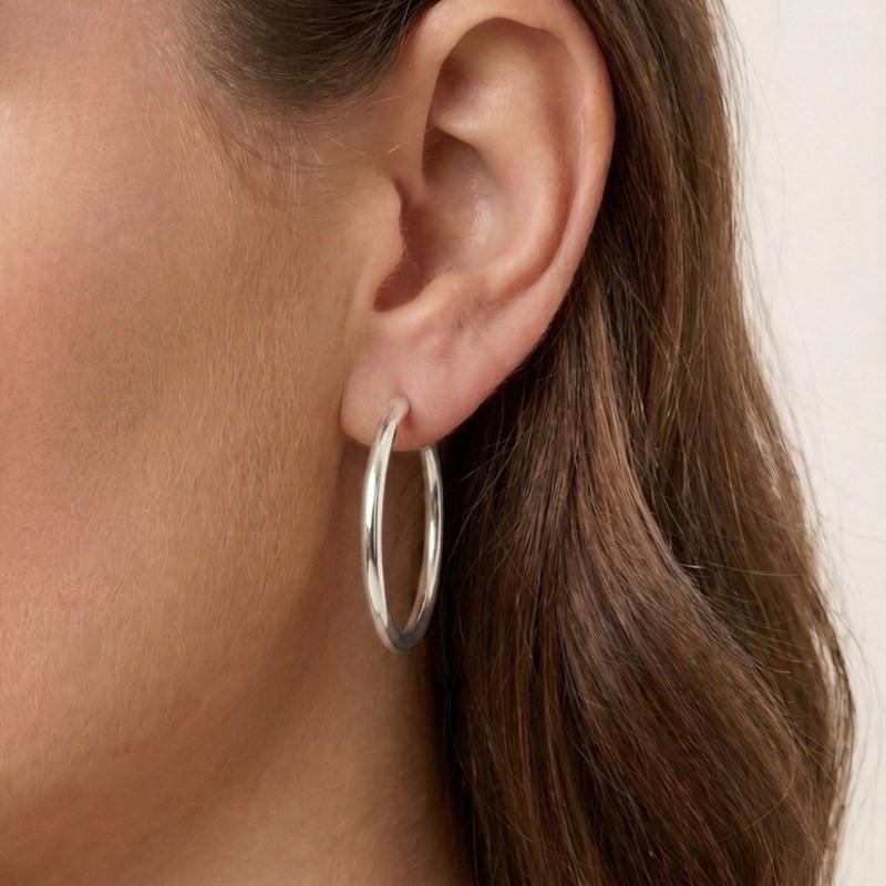 Winther Studio Øreringe Hoops Basic L Sølv 2