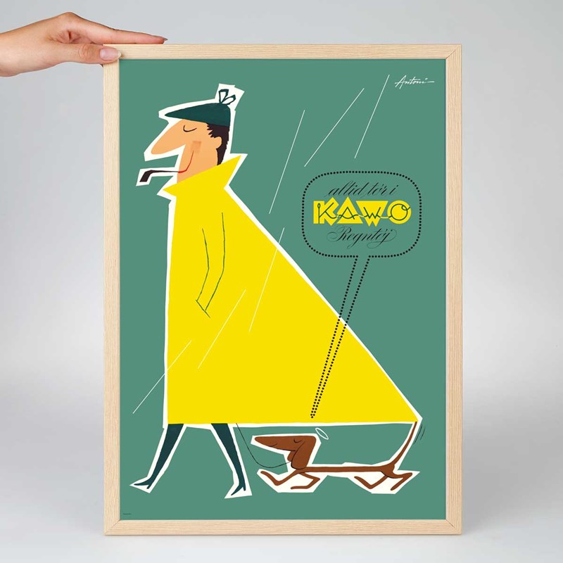 Antoni Legacy Plakat Manden med Regnfrakken Grøn 70x50 cm