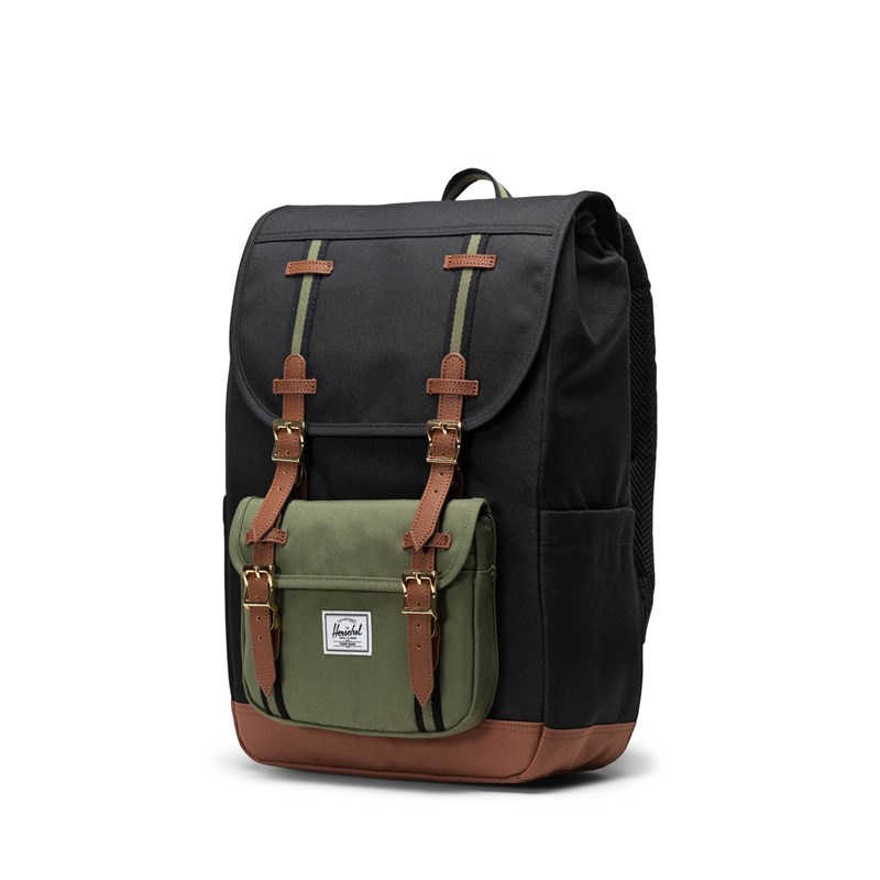 Herschel Rygsæk Little America Mid Sort/Grøn 2