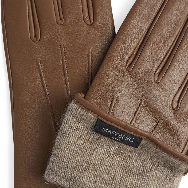 MARKBERG Damehandsker Abigail Caramel Str 7,5 4