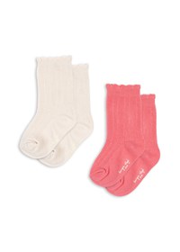 Konges Sløjd Strømper Pointelle 2 pak Pink/hvid Str. 17-18 1
