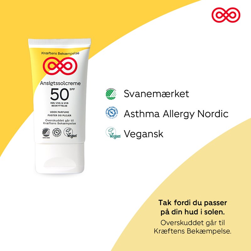 Kræftens Bekæmpelse Ansigtssolcreme SPF50 Hvid 7