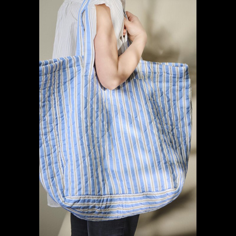 Ib Laursen Shopper Quiltet Blå rand 2
