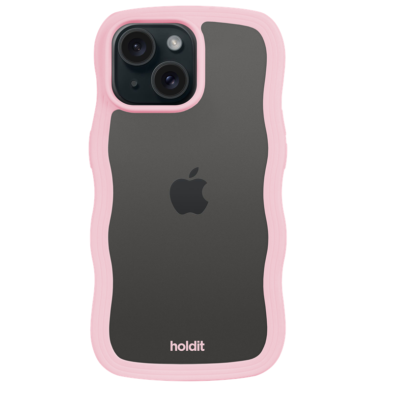 Holdit Mobilcover Wavy Transparent Pink Iphone 15 3