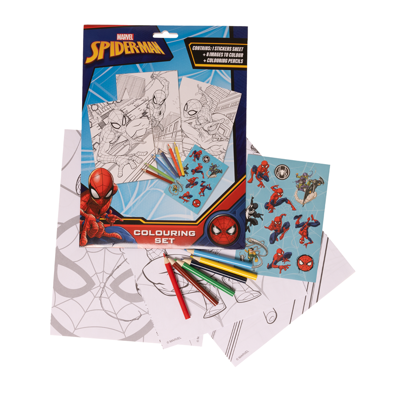 Spiderman Färgläggningsset m. färgpennor Blå/Röd/Svart 2