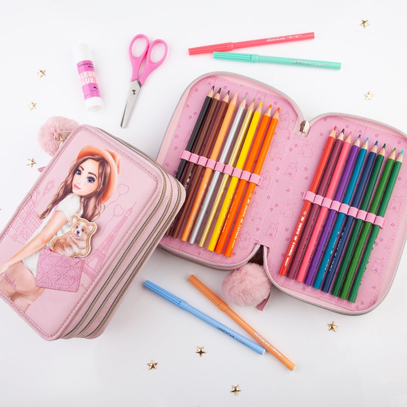 TOPModel Penalhus 3-lags med fyld Corgi Lyserød 7