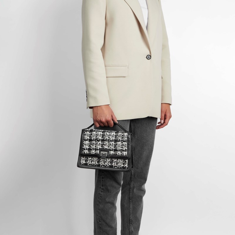 MARKBERG Crossbody Tori Tweed Mix Sort/hvid mønster 7