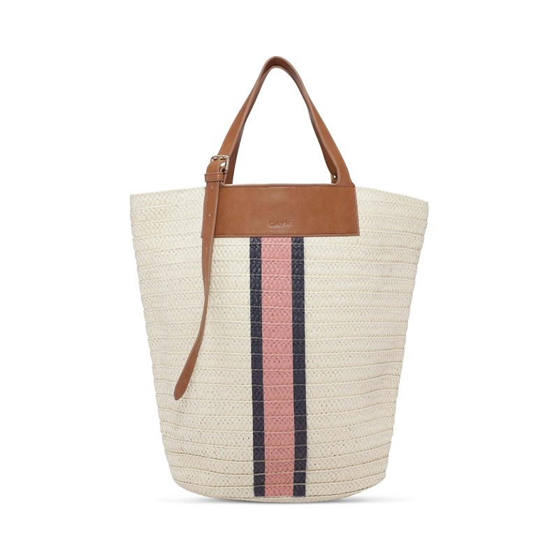 DAY ET Strandtaske Day Stripey Straw Beige/grøn