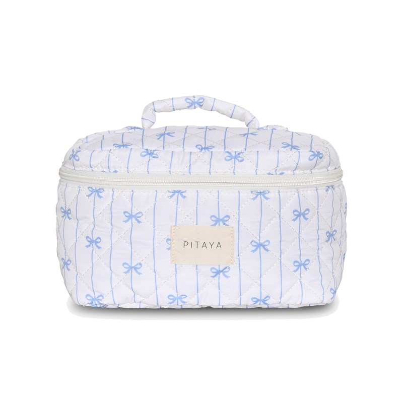 PITAYA Kosmetikapåse L Blue Bow Blå/Vit