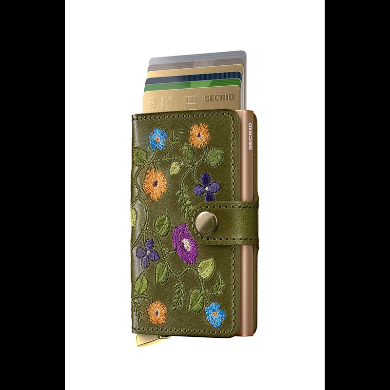 Secrid Miniwallet Stitch Floral Oliv 1