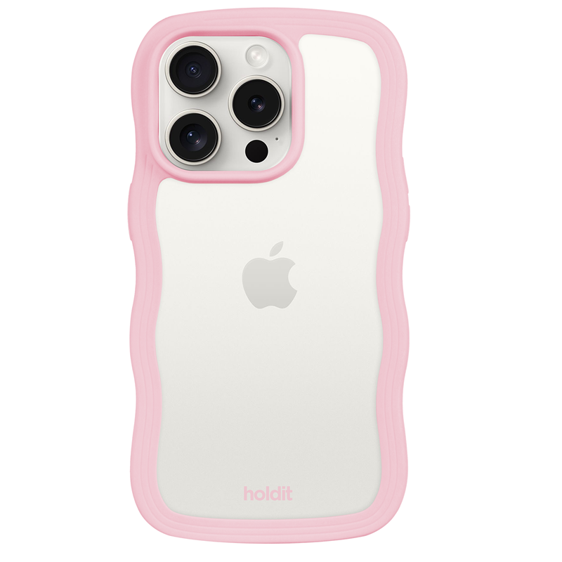 Holdit Mobilcover Wavy Transparent Pink iPhone 14 Pro 1