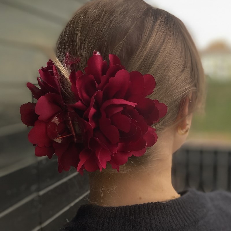 Conmé Hårklämma Lea Big Flower Bordeaux 7
