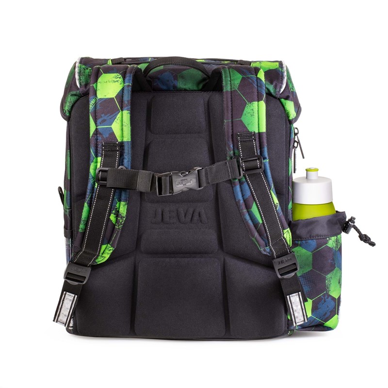 JEVA Skoletaske Intermediate Footba Grøn mønster 3