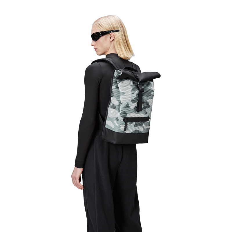 RAINS Rygsæk Rolltop Rucksack Mesh Grå/Sort 5