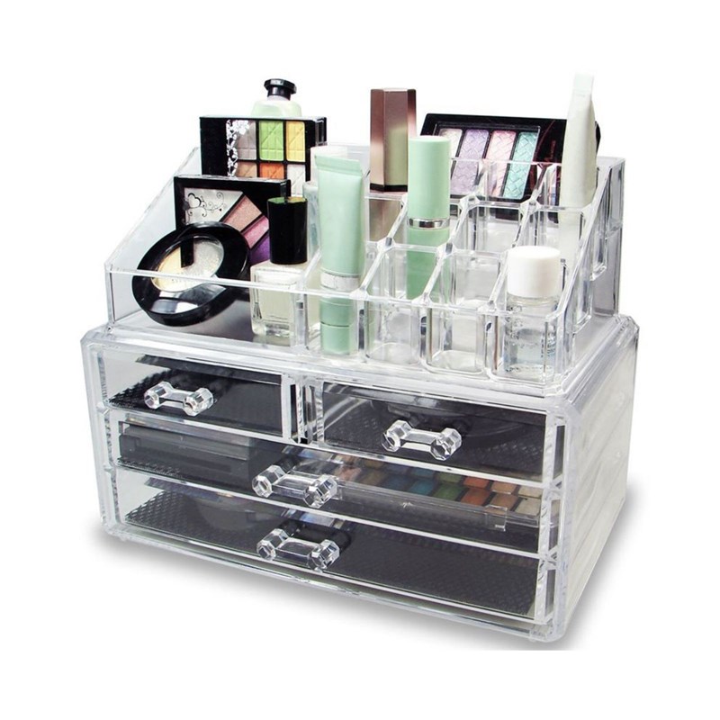 UNIQ Organizer makeup m/4 lådor Genomskinlig 3
