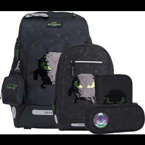 Beckmann Skoletaskesæt Active Air Pixel Sort/Sort